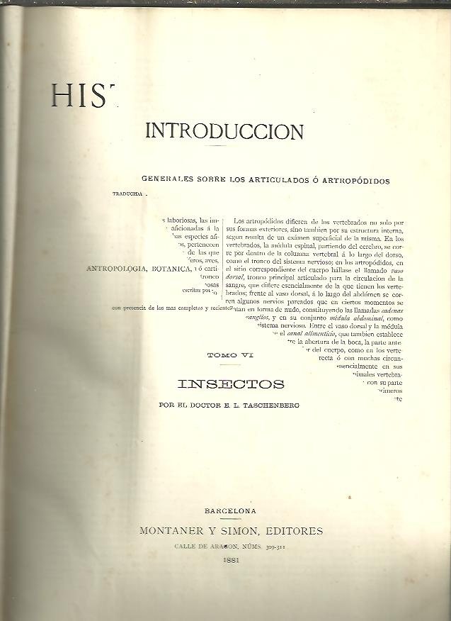 LA CREACION. HISTORIA NATURAL. TOMO VI. INSECTOS. TOMO VII. CRUSTACEOS, ANELIDOS, MOLUSCOS ,HOLOTURIDOS, POLIPOS, ETC.