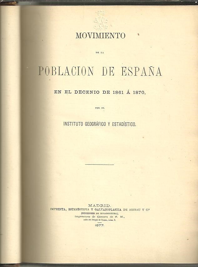 MOVIMIENTO DE LA POBLACION DE ESPA�A EN EL DECENIO DE 1861 A 1870.