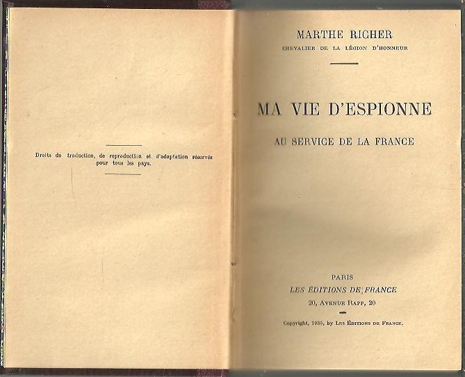 MA VIE D'ESPIONNE AU SERVICE DE LA FRANCE.