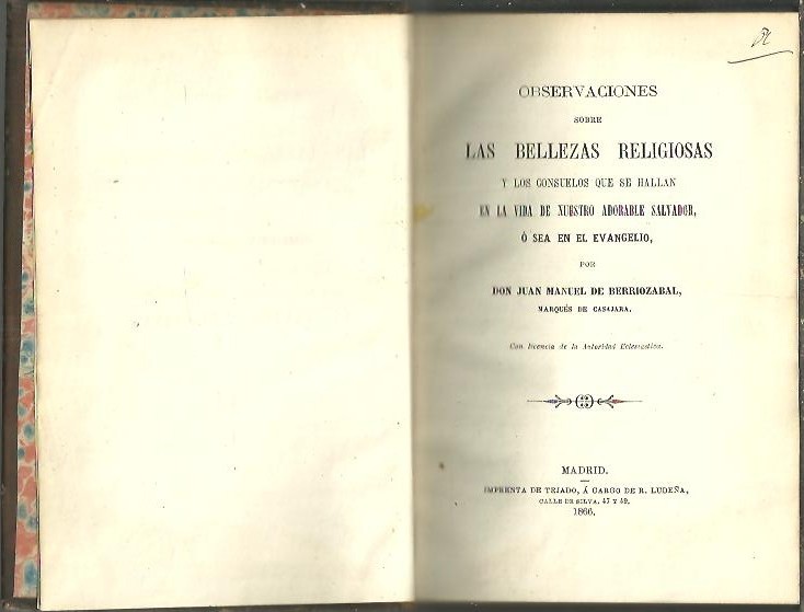 OBSERVACIONES SOBRE LAS BELLEZAS RELIGIOSAS Y LOS CONSUELOS QUE SE HALLAN EN LA VIDA DE NUESTRO ADORABLE SALVADOR, O SEA EN EL EVANGELIO.