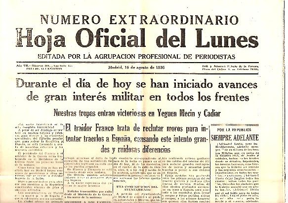 HOJA OFICIAL DEL LUNES. A�O VII. N. 303. 16-AGOSTO-1936.