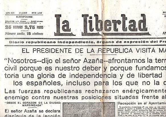 LA LIBERTAD. DIARIO REPUBLICANO INDEPENDIENTE, ORGANO DE EXPRESION DEL FRENTE POPULAR. A�O XIX. N. 5510. 14-NOVIEMBRE-1937.
