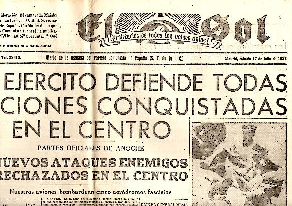 EL SOL. DIARIO DE LA MA�ANA DEL PARTIDO COMUNISTA DE ESPA�A. A�O I. N. 42. 17-JULIO-1937.