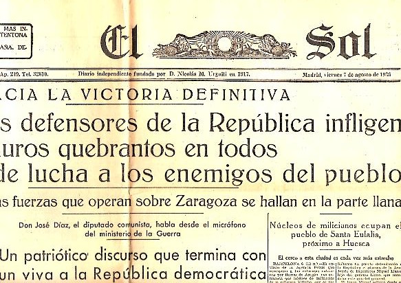 EL SOL. A�O XX. N. 5916. 7-AGOSTO-1936.