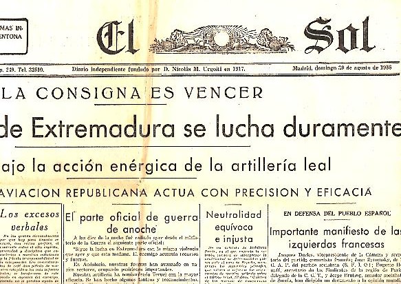 EL SOL. A�O XX. N. 5936. 30-AGOSTO-1936.