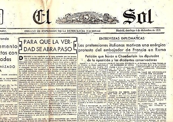 EL SOL. A�O XXII. N. 6337. 4-DICIEMBRE-1938.