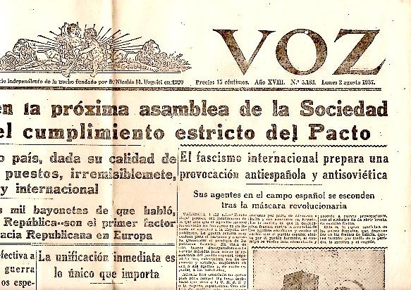 LA VOZ. A�O XVIII. N. 5183. 2-AGOSTO-1937.