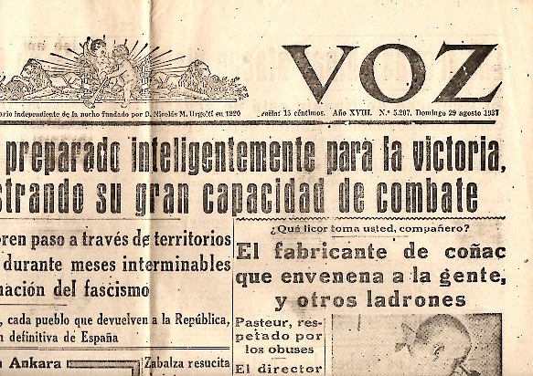 LA VOZ. A�O XVIII. N. 5207. 29-AGOSTO-1937.