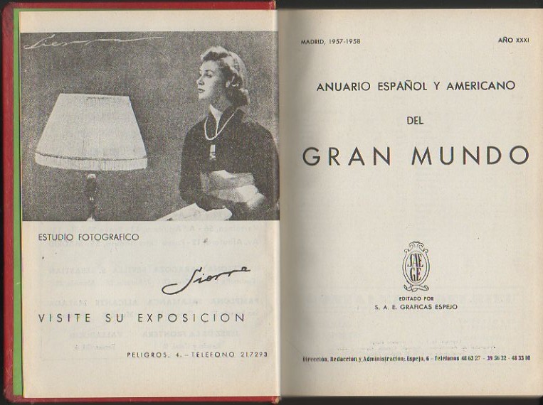ANUARIO ESPA�OL Y AMERICANO DEL GRAN MUNDO. MADRID, 1957-1958. A�O XXXI.