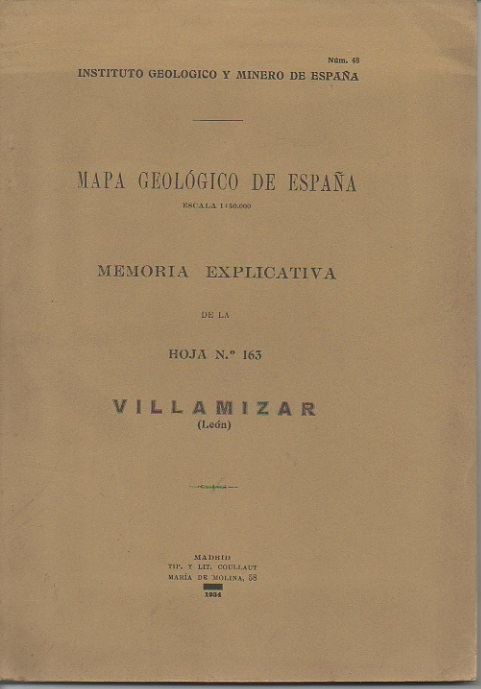 VILLAMIZAR (LEON). MAPA GEOLOGICO DE ESPA�A. MEMORIA EXPLICATIVA DE LA HOJA N. 163.