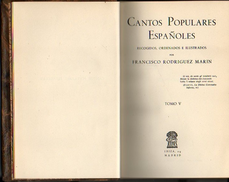 CANTOS POPULARES ESPA�OLES. TOMO V.