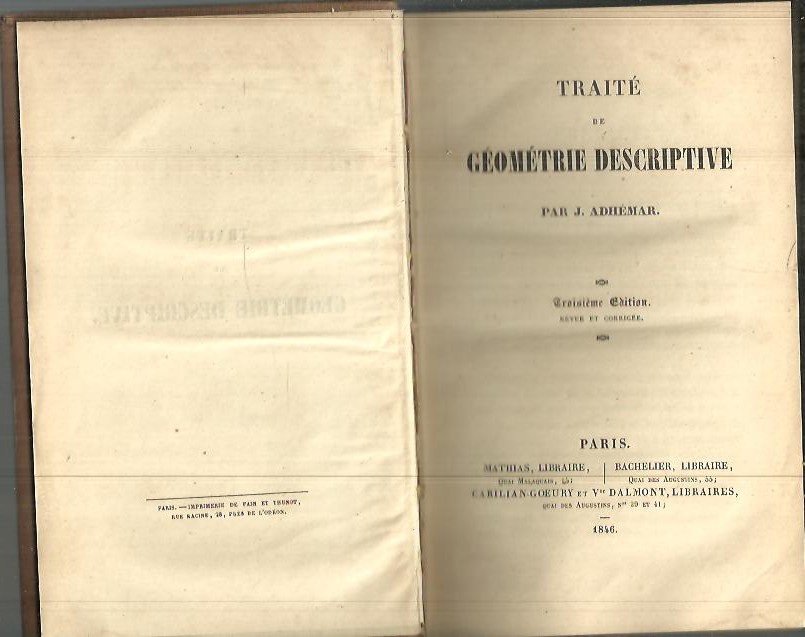 TRAITE DE GEOMETRIE DESCRIPTIVE. EXERCICES DE GEOMETRIE DESCRIPTIVE.