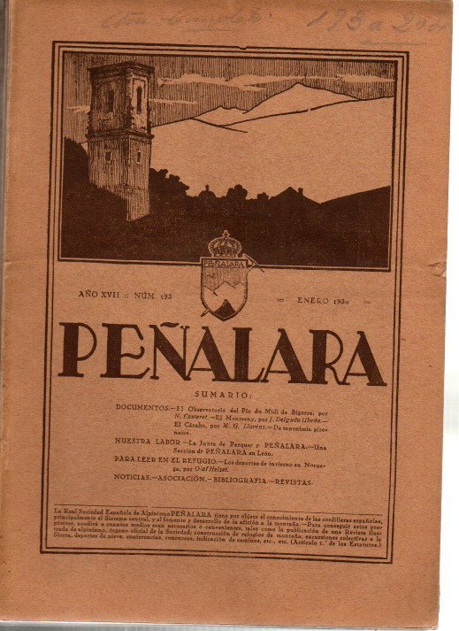 PE�ALARA. REVISTA ILUSTRADA DE ALPINISMO. A�O XVII. DEL NUM. 193 ENERO 1930 A A�O XVIII N�M. 204 DICIEMBRE 1930. 12 NUMEROS. A�O COMPLETO.